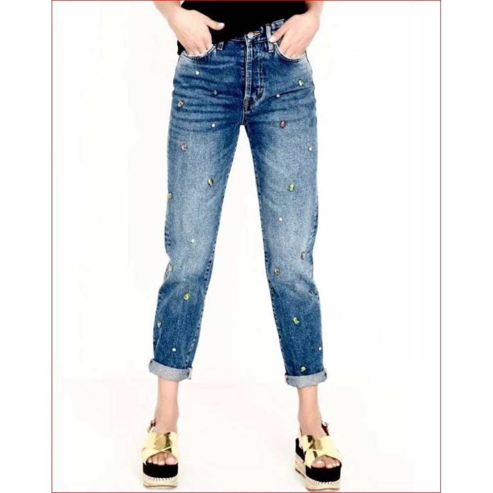 Buffalo women jeans high rise Girlfriend relaxed BL15119 blue sz W29 $109.50